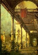 Canaletto Capriccio, A Colonnade opening onto the Courtyard of a Palace oil painting