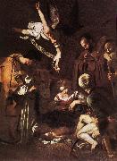 Caravaggio Nativity with St Francis and St Lawrence fdg Spain oil painting artist