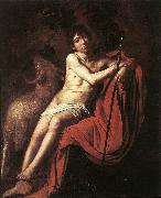 Caravaggio St John the Baptist fdg Spain oil painting artist