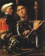 Giorgione Warrior with Shield Bearer painting