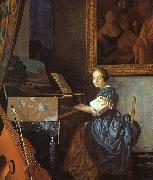 JanVermeer A Young Woman Seated at a Virginal Spain oil painting artist