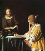 JanVermeer Lady with her Maidservant oil painting artist