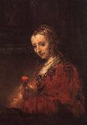 Rembrandt Lady with a Pink Spain oil painting artist
