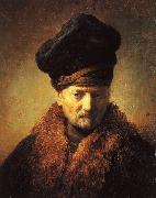 Rembrandt Bust of an Old Man in a Fur Cap painting