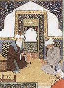 Bihzad A shaykh in the prayer niche of a mosque oil painting