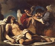 GUERCINO The Dead Christ Mourned by two Angels Spain oil painting artist