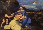 Titian The Virgin and Child with Saint John the Baptist and Saint Catherine oil