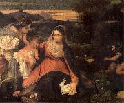 Titian The Virgin with the rabbit Spain oil painting artist