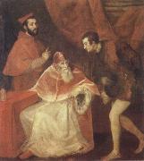 Titian Pope Paul III and his Cousins Alessandro and Ottavio Farneses of Youth painting