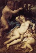Correggio Venus, satyr and Cupido Spain oil painting artist