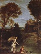 Domenichino Landscape with Tobias as far hold of the fish Spain oil painting artist