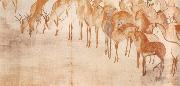 Caravaggio poem scroll with deer painting