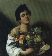 Caravaggio ung man med fruktkorg Spain oil painting artist