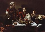 Caravaggio jesus och larjungarna i emmaus Spain oil painting artist