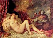 Titian Titian unmatched handling of color is exemplified by his Danae, oil painting