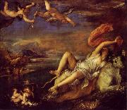 Titian The Rape of Europa  is a bold diagonal composition which was admired and copied by Rubens. oil painting