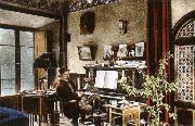 puccini puccini at home in the music room of his villa at torre del lago Spain oil painting artist
