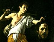 Caravaggio david med goliats huvud Spain oil painting artist