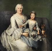 Anonymous Adelige Dame mit kleinem Madchen und Schobhundchen Spain oil painting artist