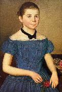 Anonymous Portrait eines Madchens im schulterfreien blauen Kleid Spain oil painting artist