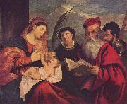 Titian Maria mit dem Kinde, dem Hl. Stephan, Hl. Hieronymus und Hl. Mauritius oil