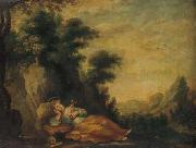 Anonymous Saint Dorothea meditating in a landscape Spain oil painting artist