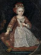 Anonymous Bildnis eines kleinen Madchens in rotem Kleid mit weiber Schurze Spain oil painting artist