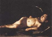 Caravaggio Sleeping Cupid Spain oil painting artist