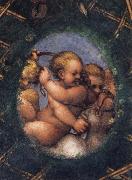 Correggio Two ovals depicting a putto with a stag's head and a putto with a greyhound oil painting picture wholesale