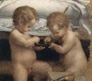 Correggio Danae,Detail of the two cupids Spain oil painting artist