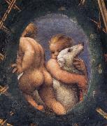 Correggio Detail of an oval with a putto embracing a dog Spain oil painting reproduction