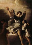 Fetti,Domenico L'ange gardien protegeant un enfant de l'empire du demon Spain oil painting artist