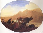 Bamboccio Herdsmen in a Mountainous Landscape Spain oil painting artist