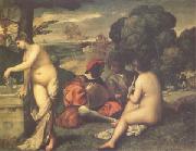 Titian Concert Champetre(The Pastoral Concert) (mk05) Spain oil painting reproduction