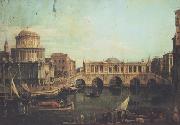 Canaletto Capriccio con un ponte di Rialto immaginario e altri edifici (mk21) oil