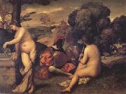 Giorgione Fete champetre(Concerto in the Country) (mk14) Spain oil painting reproduction