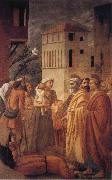 MASACCIO St Peter distributes the Goods of the Community and The Death of Ananias painting