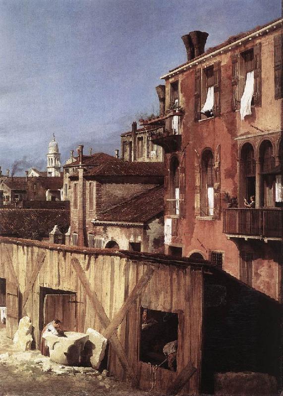 Canaletto The Stonemason s Yard (detail) oil painting image