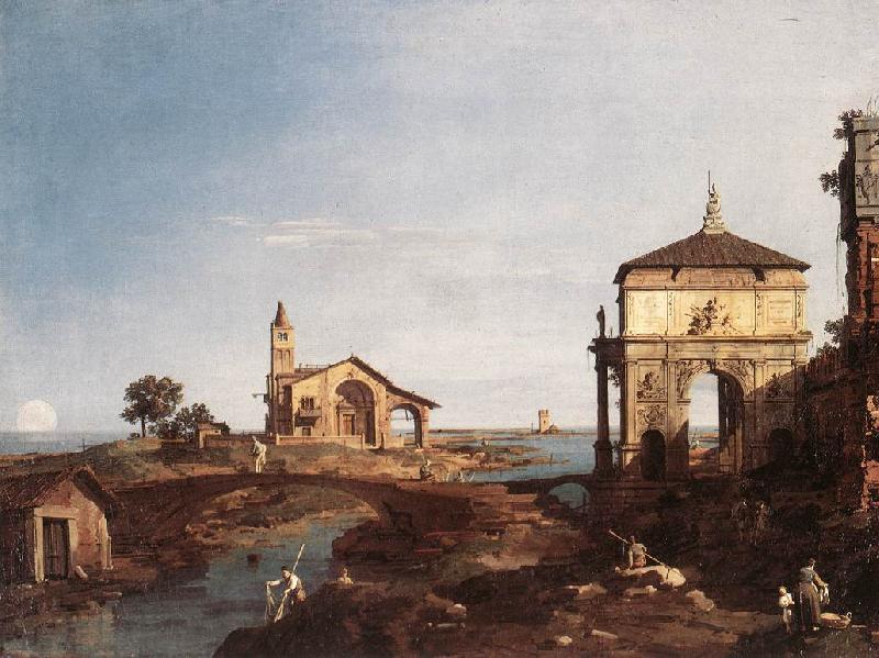 Canaletto Capriccio with Venetian Motifs df oil painting picture