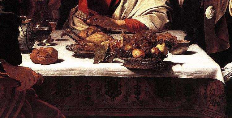Caravaggio Supper at Emmaus (detail) fdg oil painting image