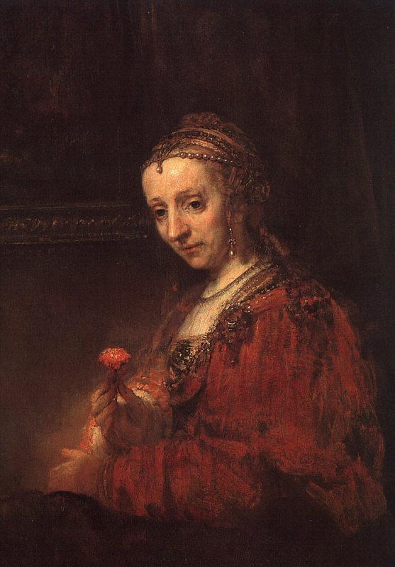 Rembrandt Lady with a Pink oil painting image