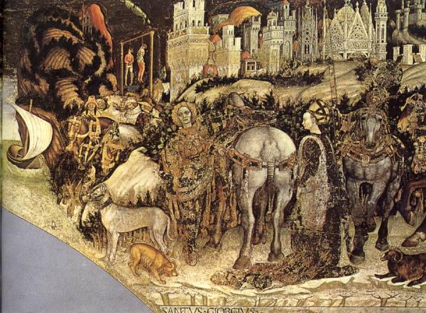 PISANELLO Saint George and the Princess of Trebizond (detail) sg oil painting picture