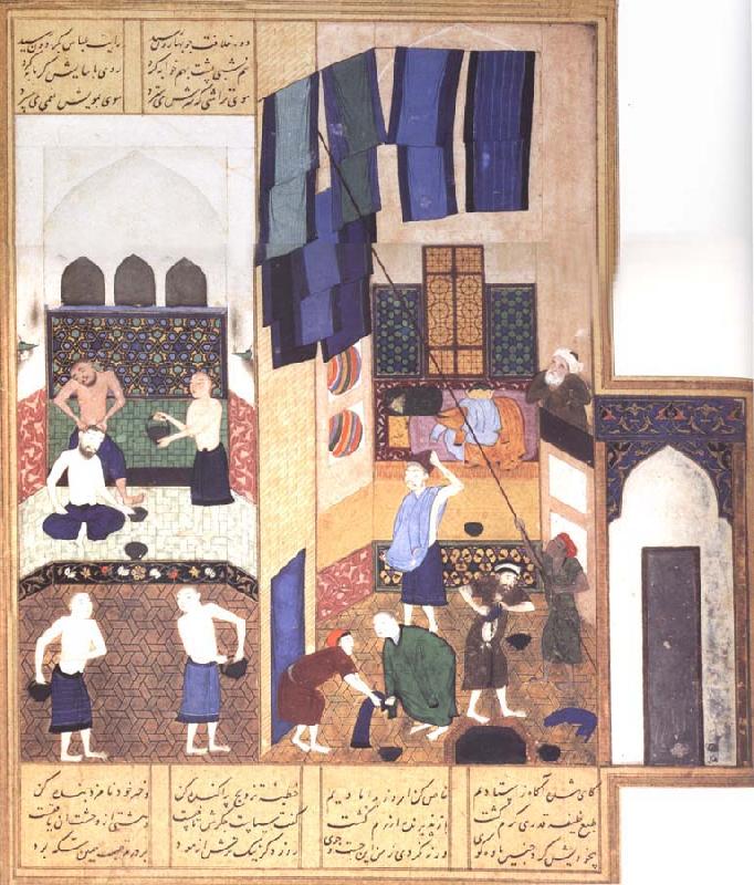 Bihzad Caliph al-Ma-mun in his bath oil painting picture