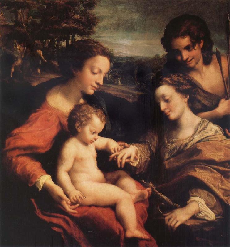 Correggio The marriage mistico of Holy Catalina with San Sebastian oil painting picture