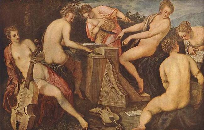 Tintoretto Women Playing Music oil painting picture