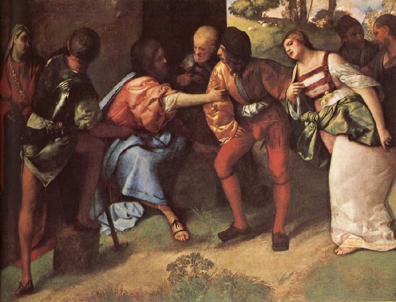 Giorgione The Adulteress brought Before Christ oil painting image