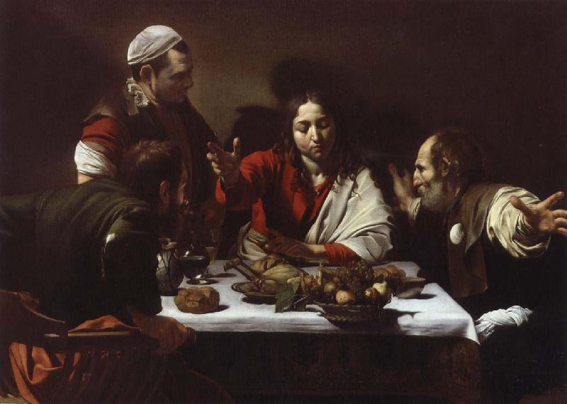 Caravaggio jesus och larjungarna i emmaus oil painting image