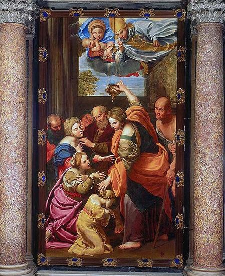Domenichino Apparition of the Virgin and Child and San Gennaro at the Miraculous Oil Lamp oil painting picture