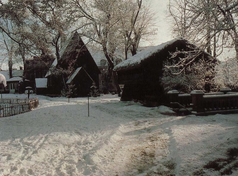 kulturen vinter over kyrkan fran bosedo och loft boden fran u ranas i smaland oil painting picture