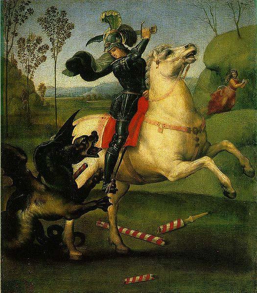Raphael Saint George and the Dragon, a small work oil painting picture